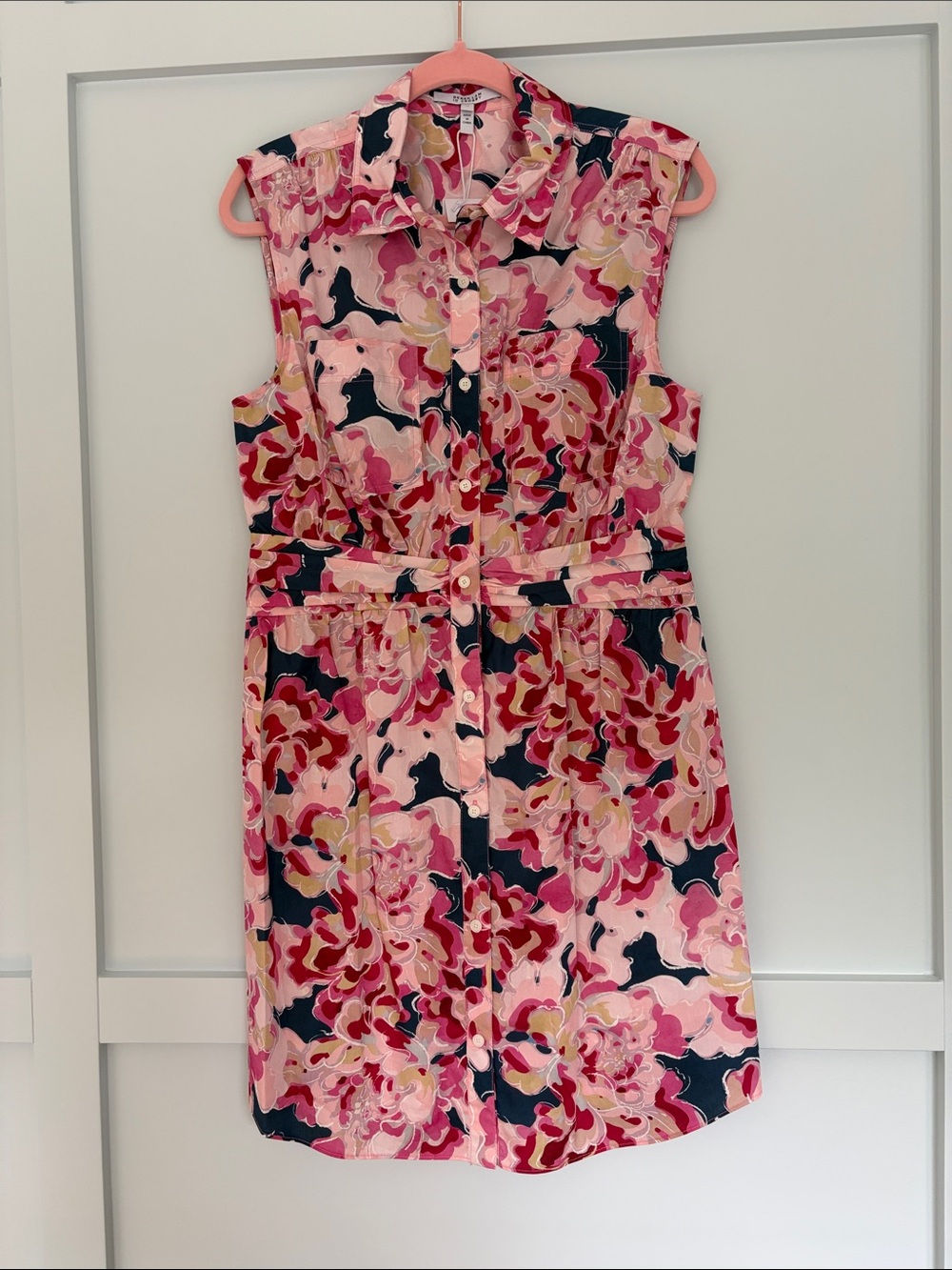 Derek Lam Pink Floral Sleeveless Button-Front Dress